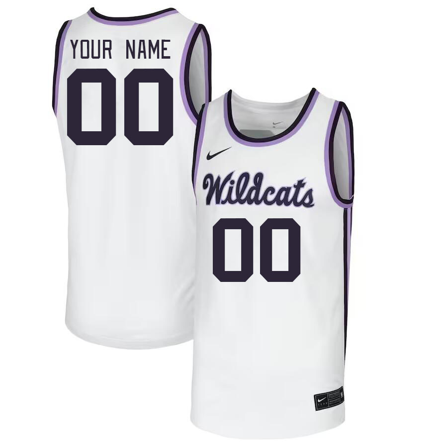 Custom Kansas State Wildcats Name And Number College Basketball Jerseys-White